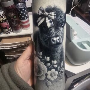 Charming Black and White Highland Cow Art Vase
